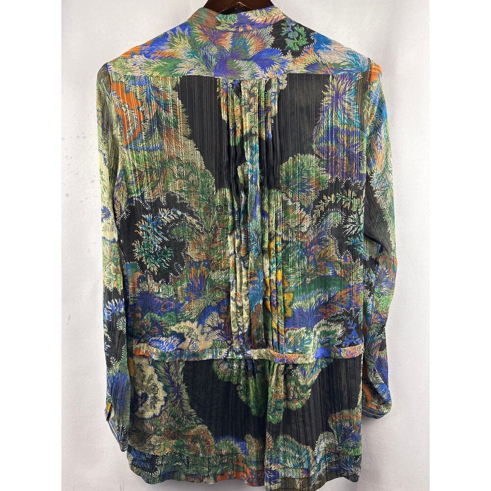Women’s 100% Silk Etro Floral Pleated Long Sleeve Mini Dress Size L - Picture 5 of 5